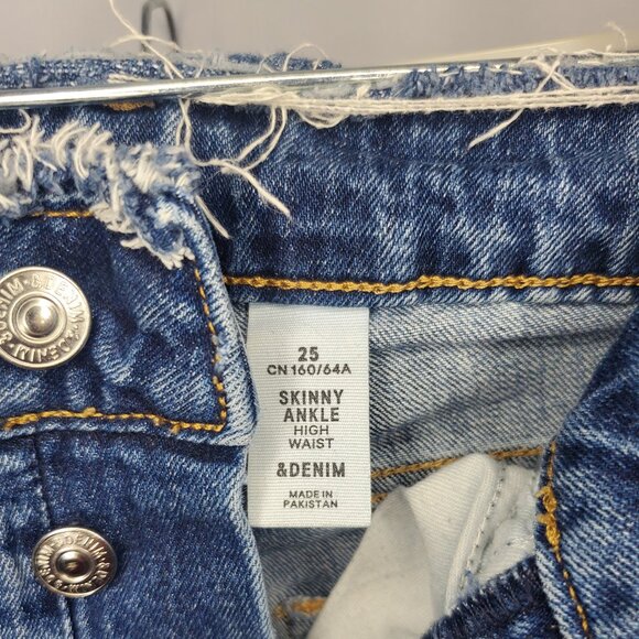 Pre-Loved Women H&M Skinny Ankle Hugh Waisted Blue Denim Jeans Size 25 - Picture 3 of 14